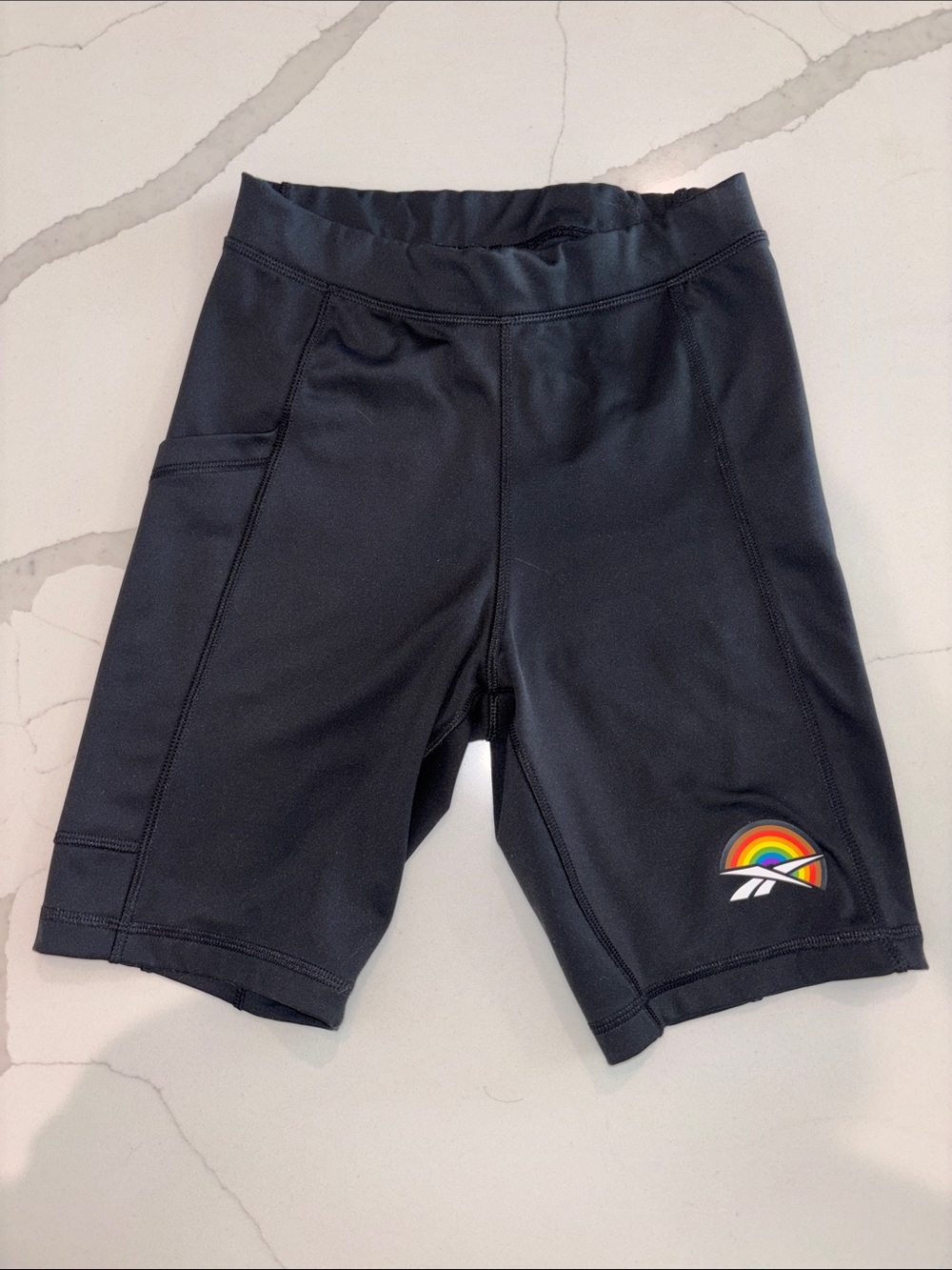 Reebok Athletic Bike Shorts with Rainbow Accent